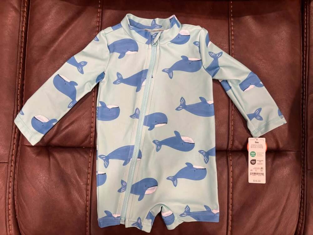 NWT Carter's Just One You 9M Whale Print One-Piece Rash Guard Swimsuit